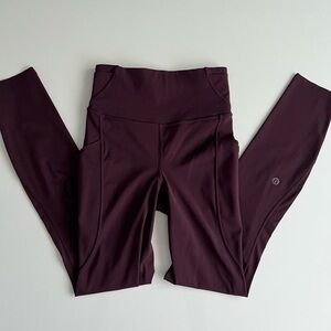 Lululemon fast and free 25” leggings, black plum, size 2